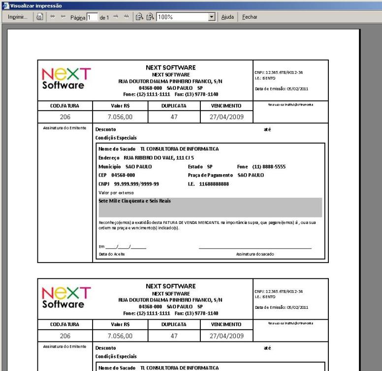 NeXT ERP Duplicatas