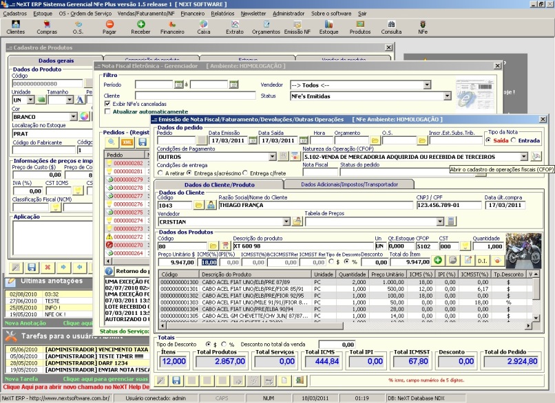 next erp nota fiscal eletronica NFe 2.0