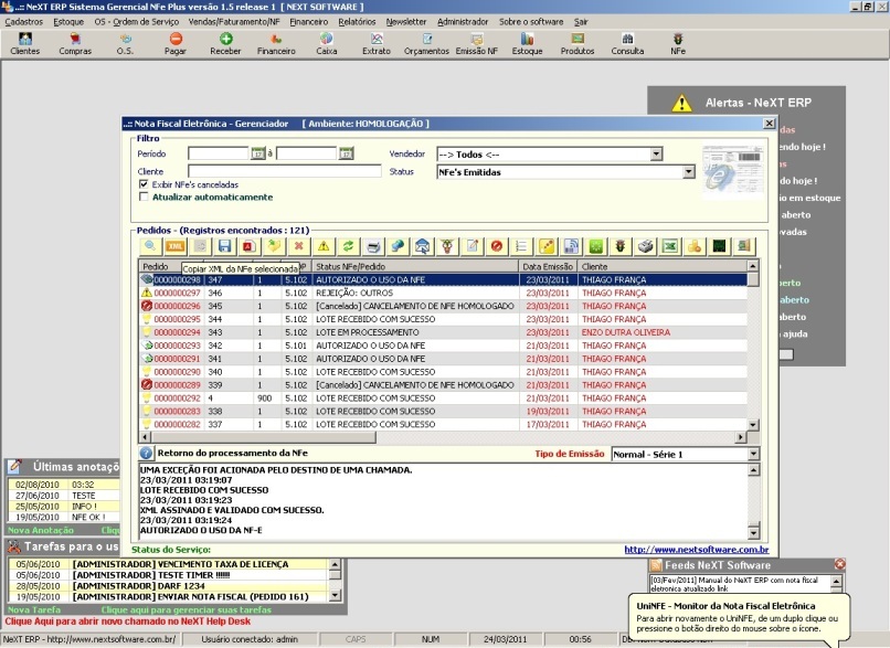 next erp nota fiscal eletronica NFe 2.0