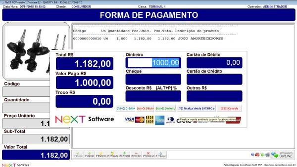 Sistema NeXT ERP para Mecânica De Automóveis - PDV com emissão de cupom fiscal